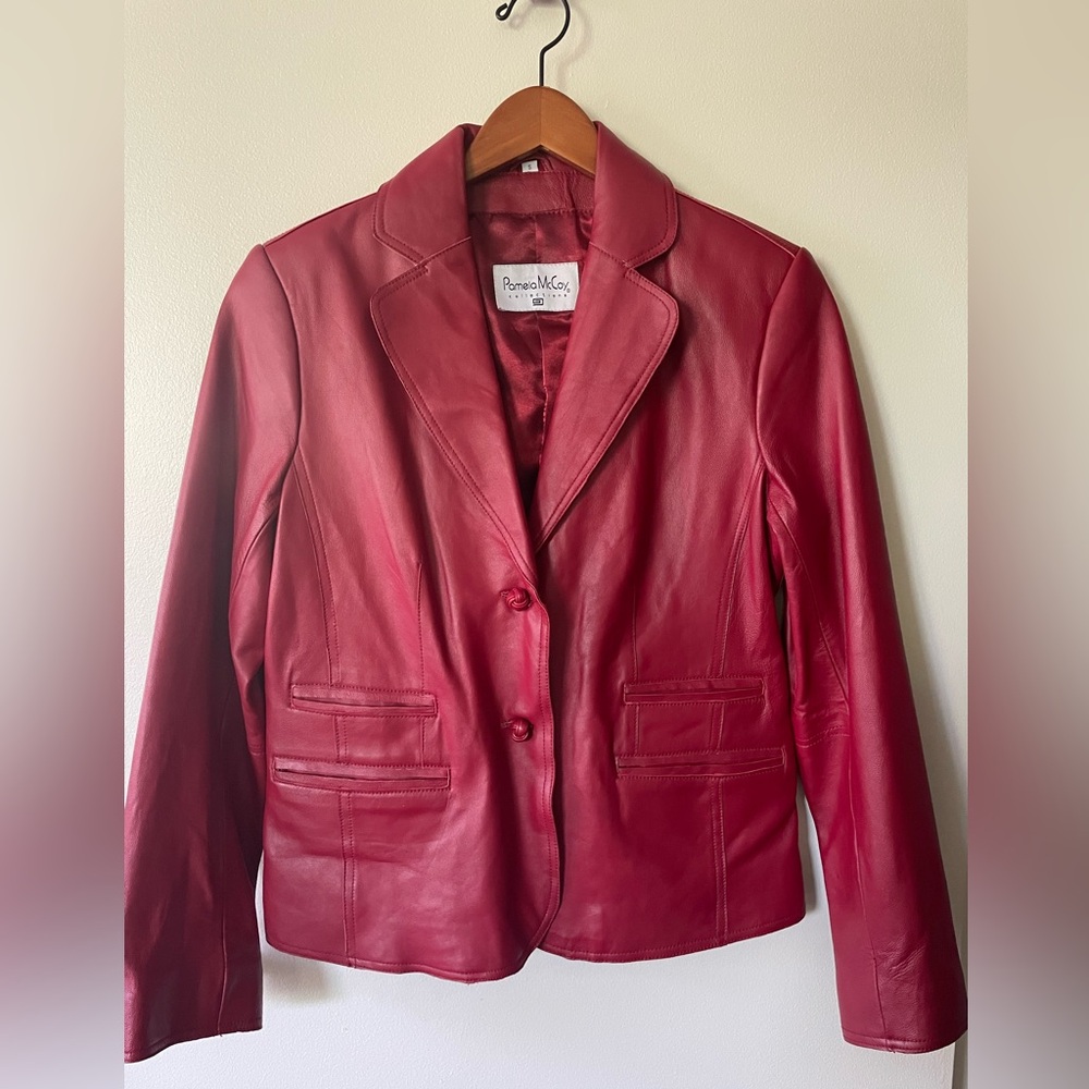 Vintage Red Leather Jacket size S/M soft